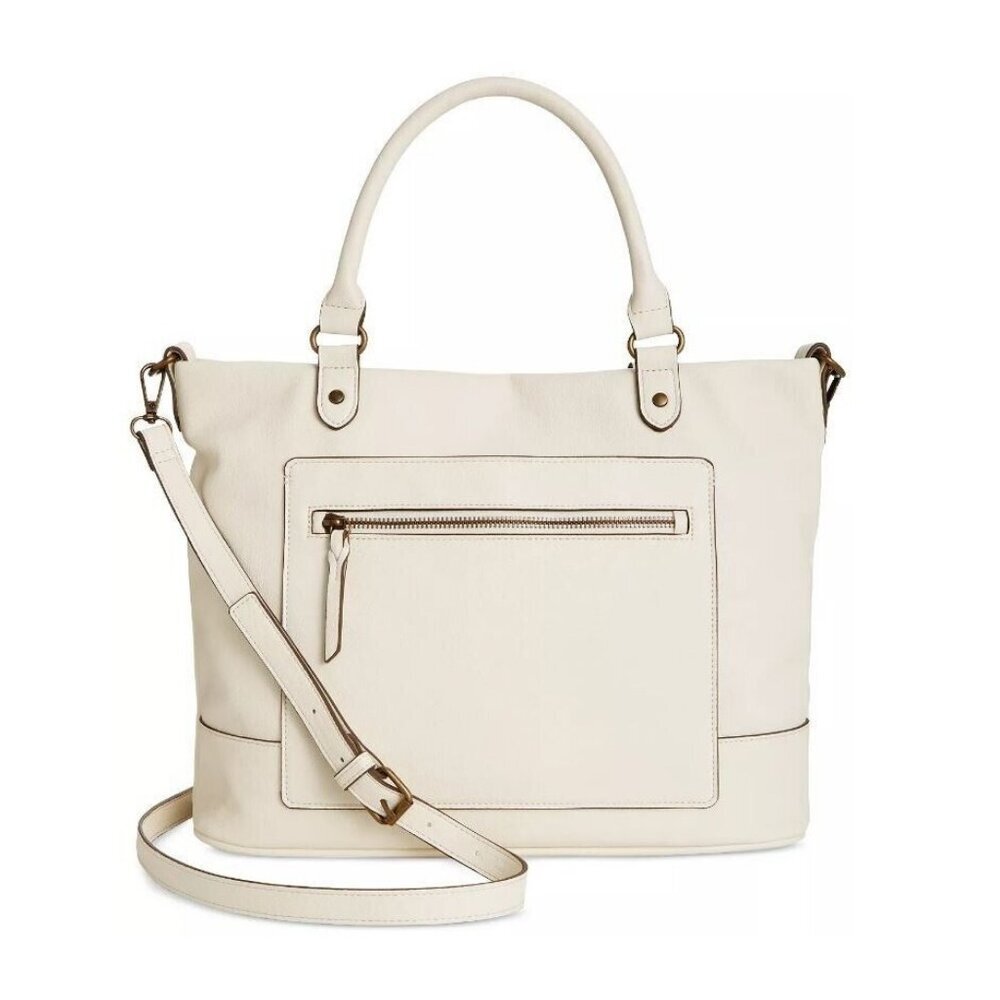 Style & Co Hudsonn soft faux-leather women's medium tote bag -Alabaster/Cream